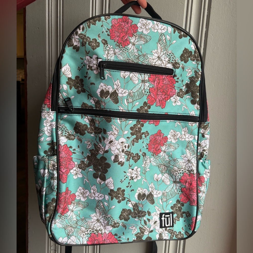 Ful Floral Laptop Backpack - Teal and Red NEW